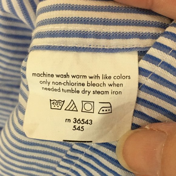 Calvin Klein Mens Blue White Pin Striped Dress Shirt, Button Front 16 32/33 - Picture 7 of 7